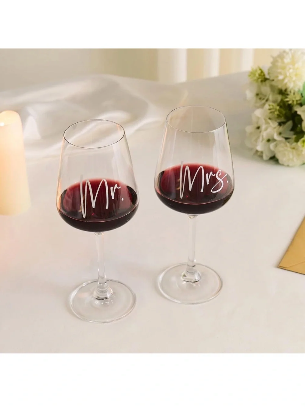 AW BRIDAL Mr & Mrs Wine Glass Set, Perfect Wedding Gift for Couples - New in Box